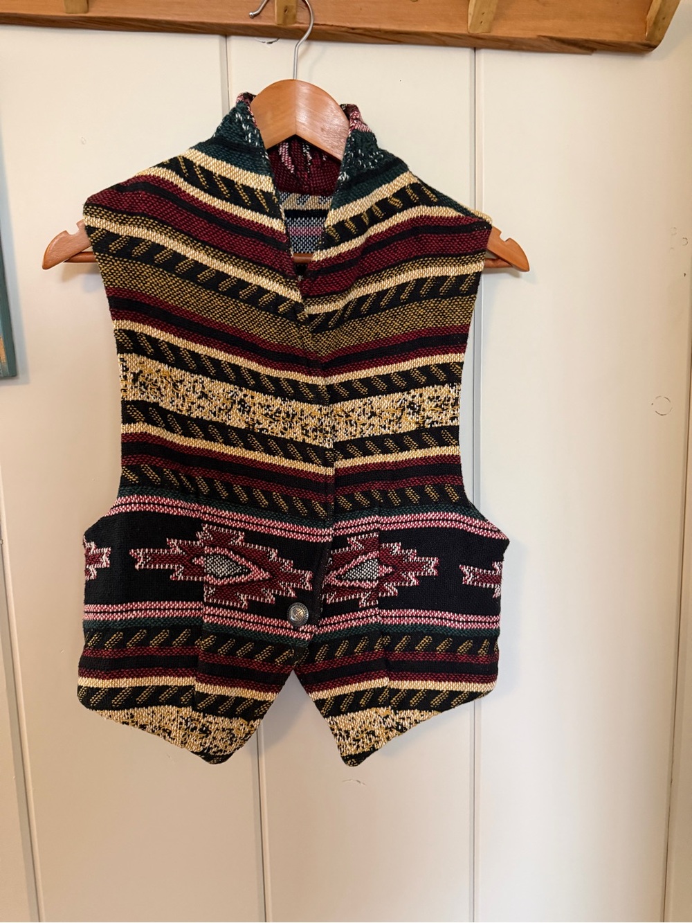 Vintage Southwestern Woven Cropped Western Vest Small